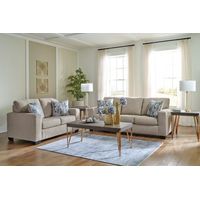 Signature Design by Ashley Deltona-Parchment Sofa and Loveseat - Sample Room View