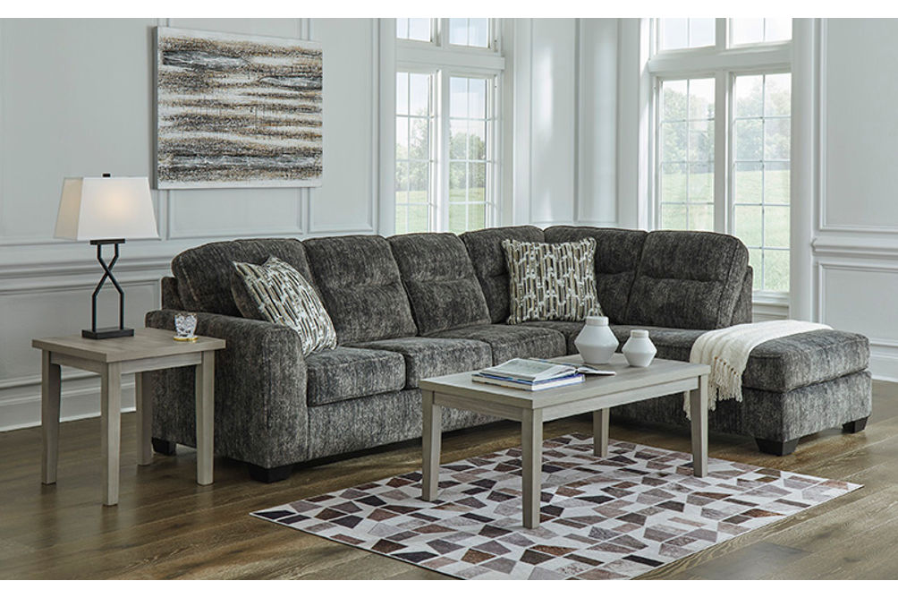 Signature Design by Ashley Lonoke 2-Piece Sectional with Chaise Gunmetal - Sample Room View