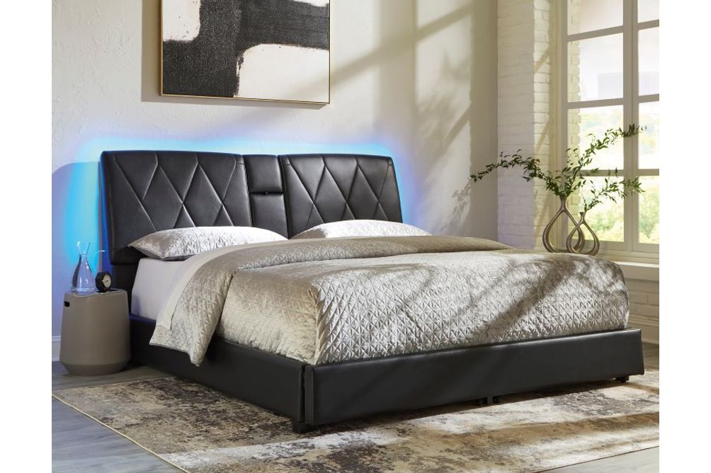 Signature Design by Ashley Beckilore Queen Upholstered Bed- Black - Sample Room View