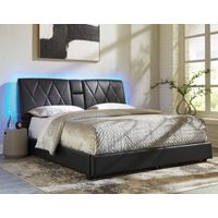 Signature Design by Ashley Beckilore Queen Upholstered Bed- Black - Sample Room View