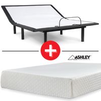 Chime 12 Inch Memory Foam Queen Mattress in a Box + Ashley Adjustable Base