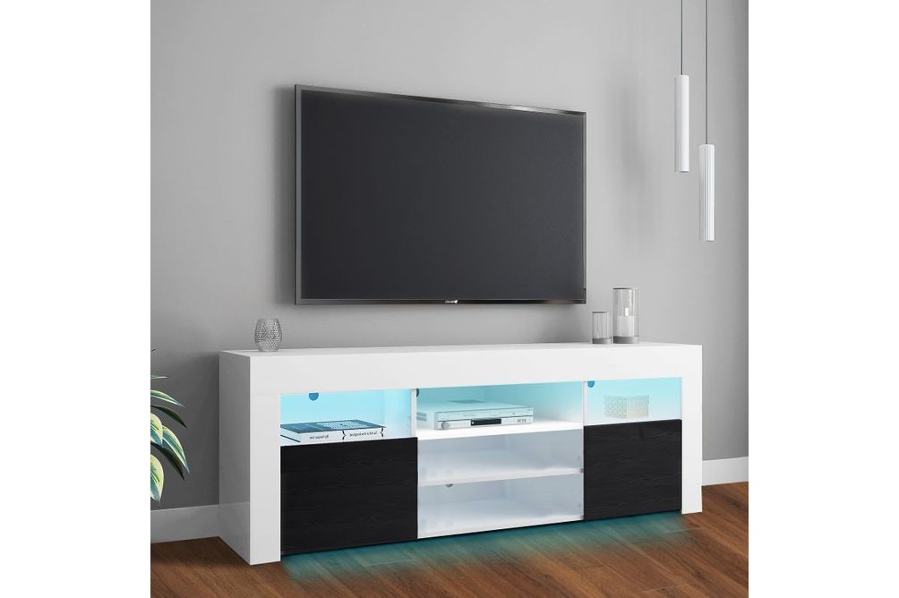 Living Essentials Lenexa LED TV Console White/Black