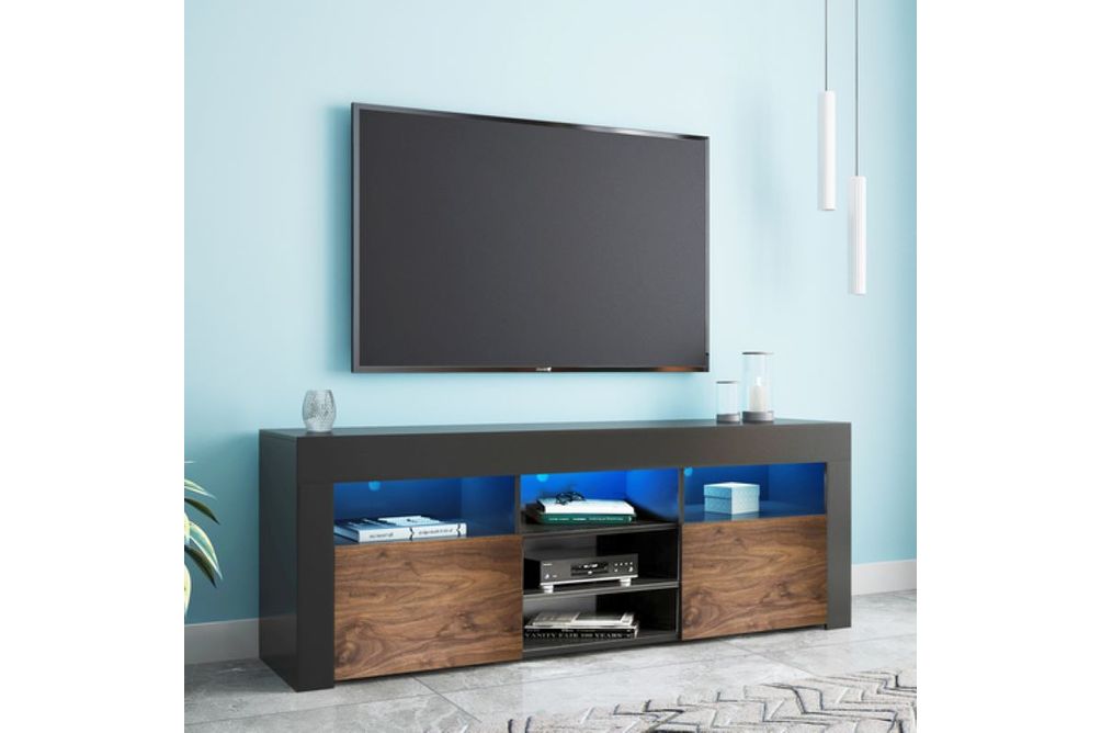 Living Essentials Lenexa 76 Inch LED TV Console Black Walnut