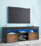 Living Essentials Lenexa 76 Inch LED TV Console Black Walnut