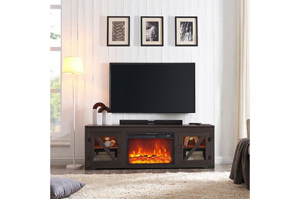 62” Ashton EZ Set Up Fireplace Console Dark Brown