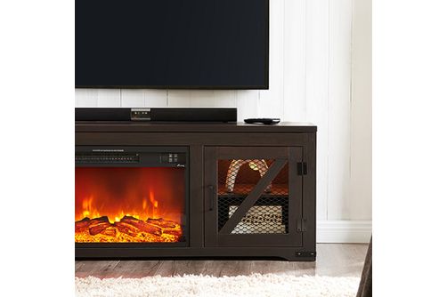 62” Ashton EZ Set Up Fireplace Console Dark Brown