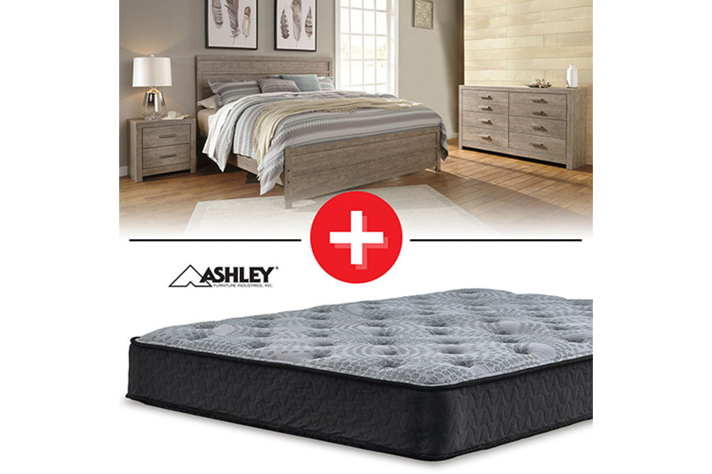 Signature Design by Ashley Culverbach 5-Piece King Panel Bedroom Set + Mattress Bundle