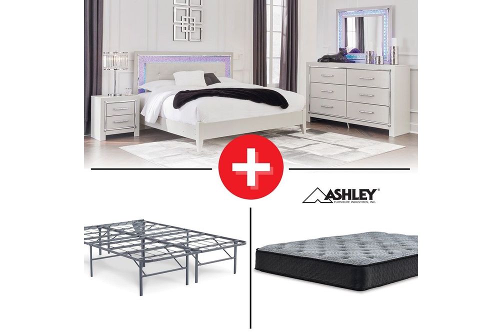 Signature Design by Ashley Zyniden Queen 6-Piece Bedroom Set + Mattress + Bed Frame Bundle