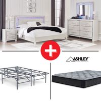 Signature Design by Ashley Zyniden Queen 6-Piece Bedroom Set + Mattress + Bed Frame Bundle