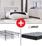 Signature Design by Ashley Zyniden Queen 6-Piece Bedroom Set + Mattress + Bed Frame Bundle