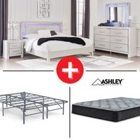 Signature Design by Ashley Zyniden King 6-Piece Bedroom Set + Mattress + Bed Frame Bundle