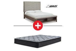 Signature Design by Ashley Hallanden Queen Upholstered Bed + Queen Mattress Comfort Plus