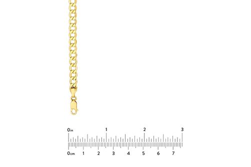 10 KT Yellow Gold 24 Inch 7.10mm Semi-Solid D/C Curb Chain - Width View