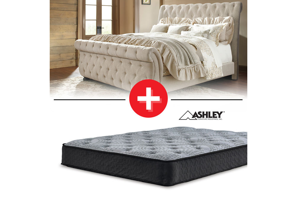 Signature Design by Ashley Willenburg King Upholstered Bed + King Mattress