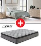 Signature Design by Ashley Cadmori 5-Piece Queen Upholstered Panel Bedroom Set + Queen Mattress Bundle