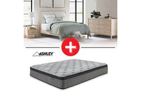 Signature Design by Ashley Cadmori 5-Piece Queen Upholstered Panel Bedroom Set + Queen Mattress Bundle