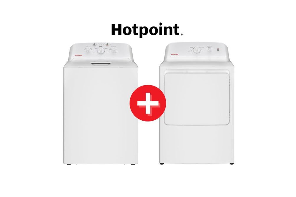 Hotpoint 4.0 cu.ft. Top Load Washer + 6.2 cu.ft. Gas Dryer Bundle