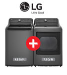 Lavadora de Carga Superior LG de 4.1 pies cúbicos + Secadora Eléctrica de 7.3 pies cúbicos - Gris Monocromo