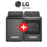 Lavadora de Carga Superior LG de 4.1 pies cúbicos + Secadora Eléctrica de 7.3 pies cúbicos - Gris Monocromo