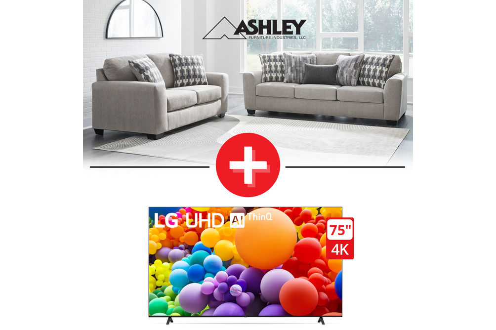 Signature Design by Ashley Avenal Park Sofa and Loveseat + LG 75