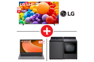 LG Gram book Laptop + 8200 Series Washer and Dryer + 65" Smart TV + XBOOM Speaker LG Gram book Laptop + 8200 Series Washer and Dryer + 65" Smart TV + XBOOM Speaker