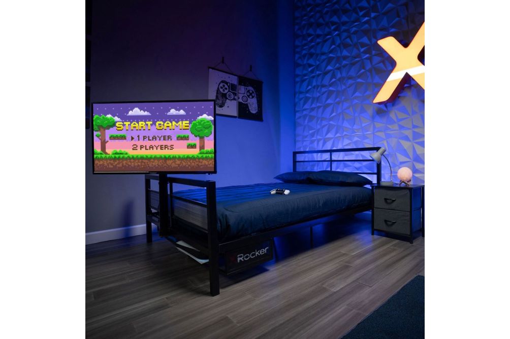 X Rocker Basecamp Gaming Full Bed with Rotating TV Mount - Sample Room View