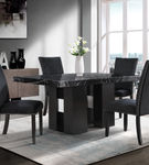 5PC D03 Faux Marble Dining Table & Chairs (4), Black