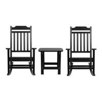 OSC Designs - All Weather Rocking Chairs with Side Table (pair) - Black