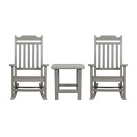 OSC Designs - All Weather Rocking Chairs with Side Table (pair) - Gray
