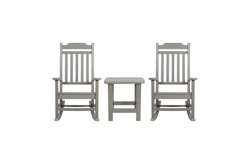 OSC Designs - All Weather Rocking Chairs with Side Table (pair) - Gray