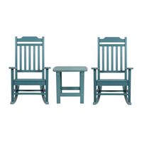 OSC Designs - All Weather Rocking Chairs with Side Table (pair) - Teal