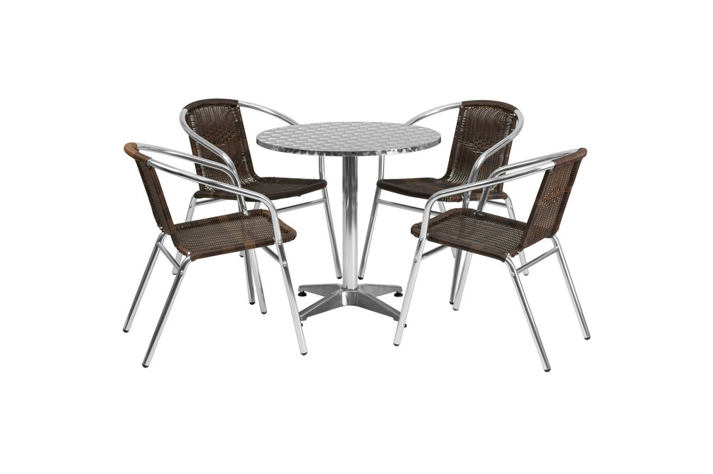 OSC Designs - Aluminum Round Table Patio Set with 4 Chairs