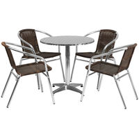 OSC Designs - Aluminum Round Table Patio Set with 4 Chairs