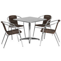 OSC Designs - Aluminum Square Patio Table with 4 Chairs