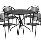 OSC Designs - Round Steel Patio Table with 4 Chairs - Black