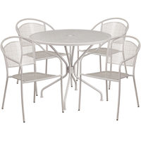 OSC Designs - Round Steel Patio Table with 4 Chairs - Silver