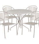 OSC Designs - Round Steel Patio Table with 4 Chairs - Silver