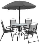 OSC Designs - 6 Piece Patio Set with Umbrella - Black