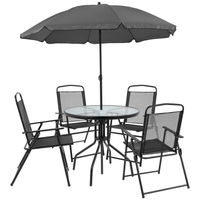 OSC Designs - 6 Piece Patio Set with Umbrella - Black