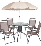 OSC Designs - 6 Piece Patio Set with Umbrella - Brown