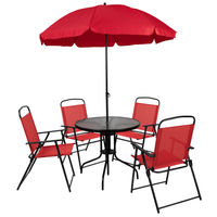 OSC Designs - 6 Piece Patio Set with Umbrella - Red