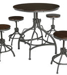 Odium Counter Height Dining Table and Bar Stools (Set of 5)-Brown