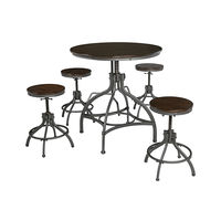 Odium Counter Height Dining Table and Bar Stools (Set of 5)-Brown