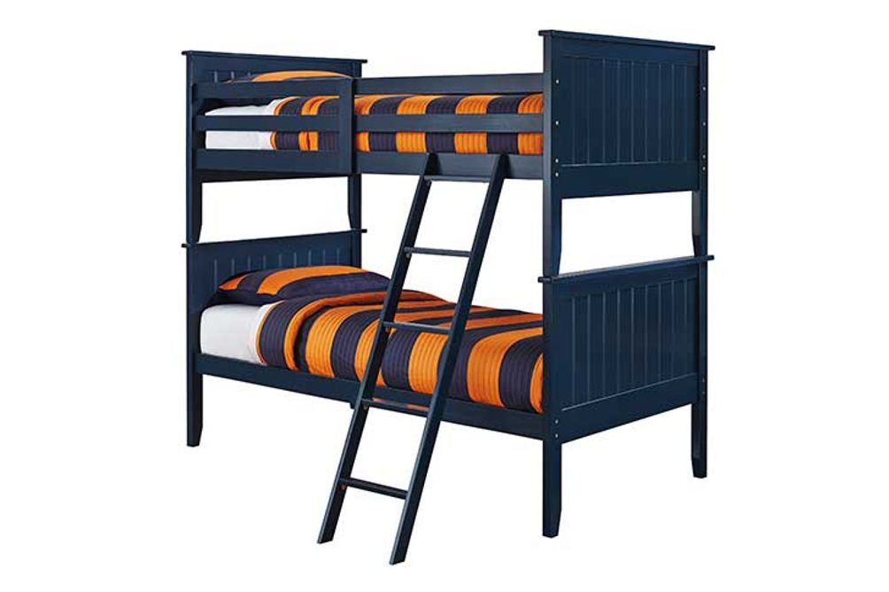 Leo Twin/Twin WoodBunk Bed W/Mattresses