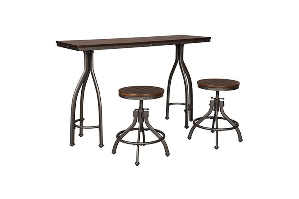 3 PC Odium Dining Set Counter Table, 2 Stools