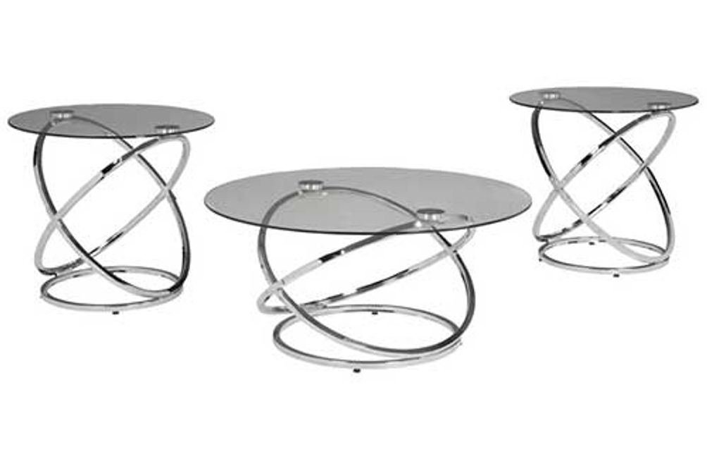 Signature Design by Ashley Hollynyx Table (Set of 3)-Chrome Finish