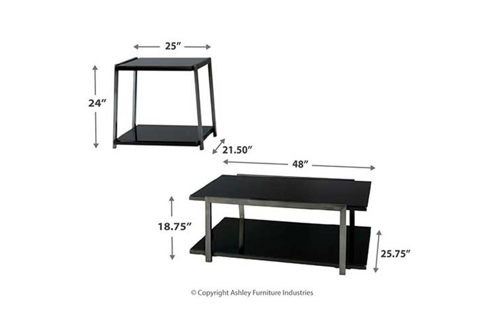 Signature Design by Ashley Rollynx Table (Set of 3)-Black