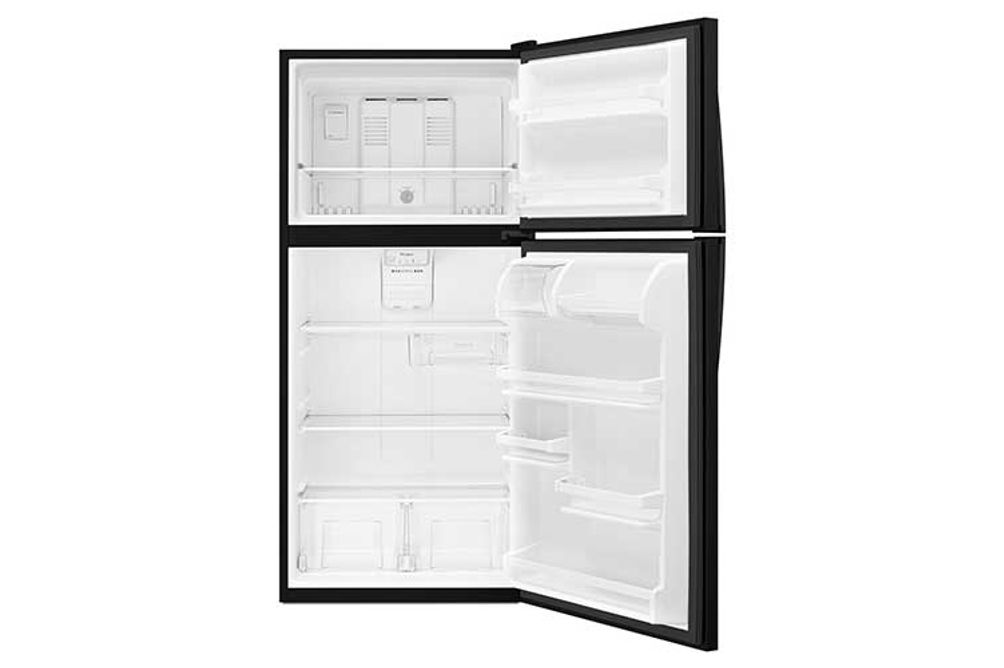 18 cu ft. top mountBlack, glass shelves