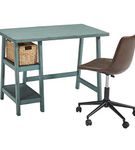 Mirimyn Home Office Teal Desk W/ Swivel Chair