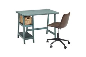 Mirimyn Home Office Teal Desk W/ Swivel Chair